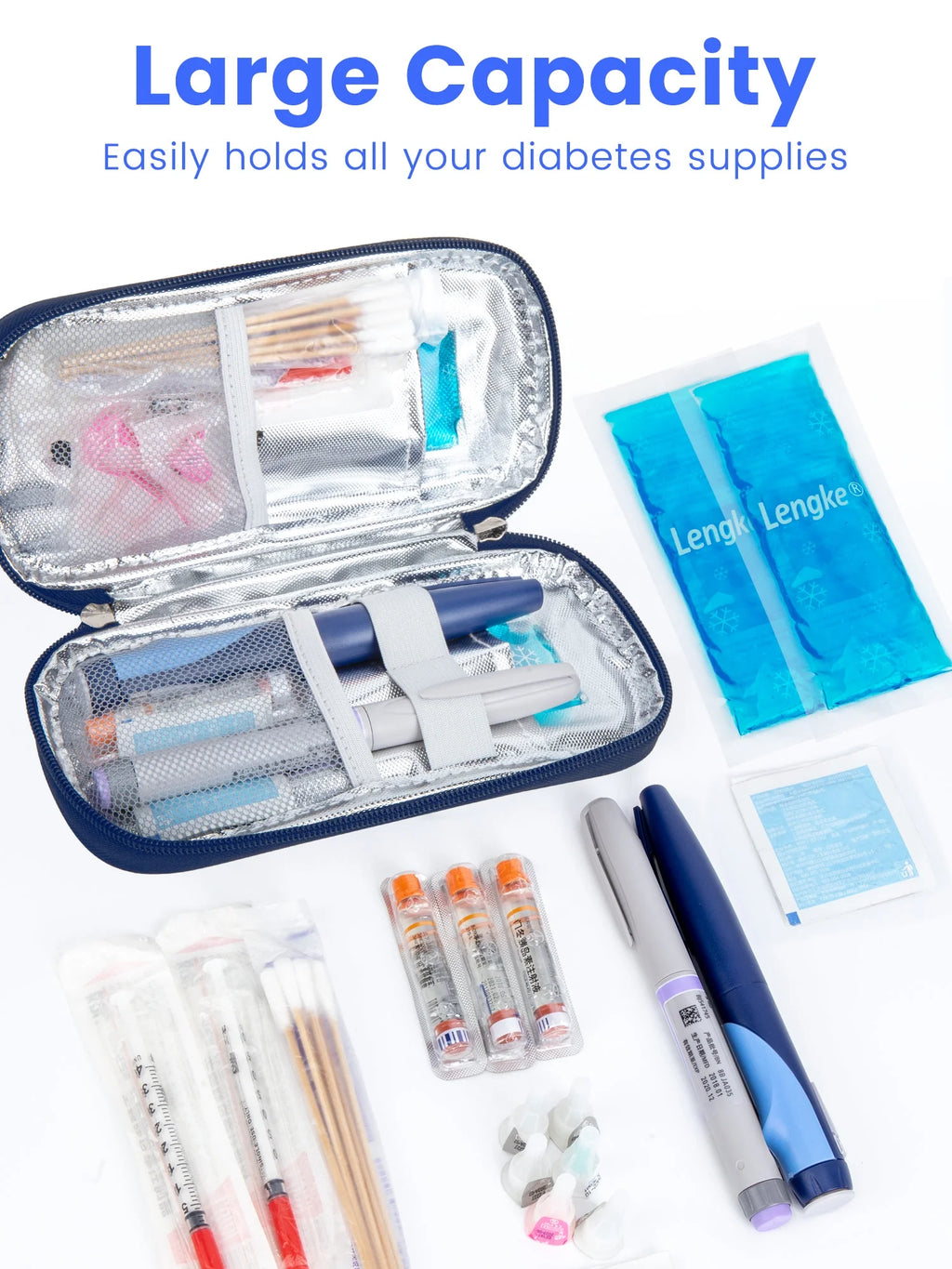 Insulin Cooler Travel Case with 2 TSA Approved Ice Packs - Insulin Pen Cooler Case, Suitable for Diabetic Insulin Bag, Medication for Peptide Case(Hydrangea)