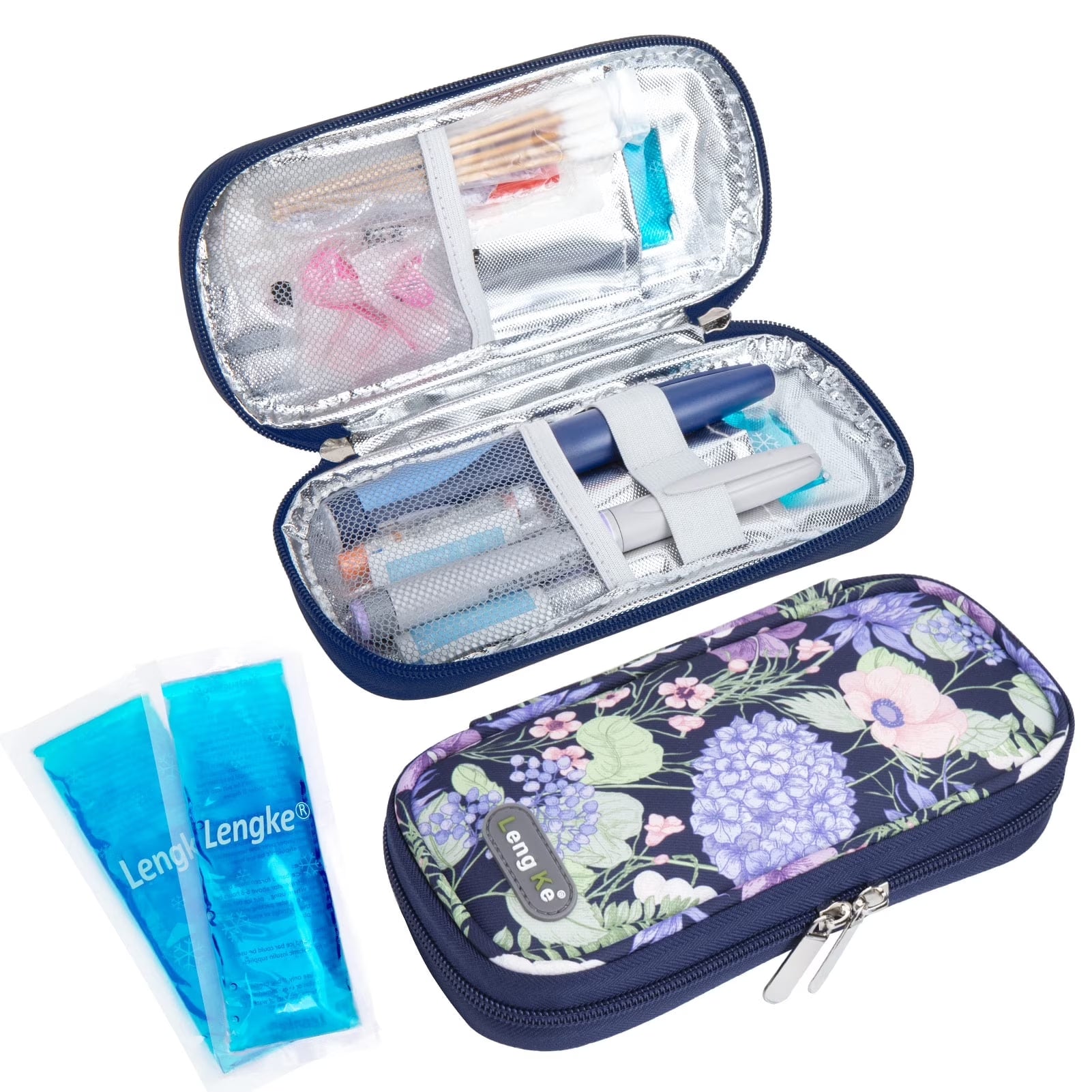 Insulin Cooler Travel Case with 2 TSA Approved Ice Packs - Insulin Pen Cooler Case, Suitable for Diabetic Insulin Bag, Medication for Peptide Case(Hydrangea)