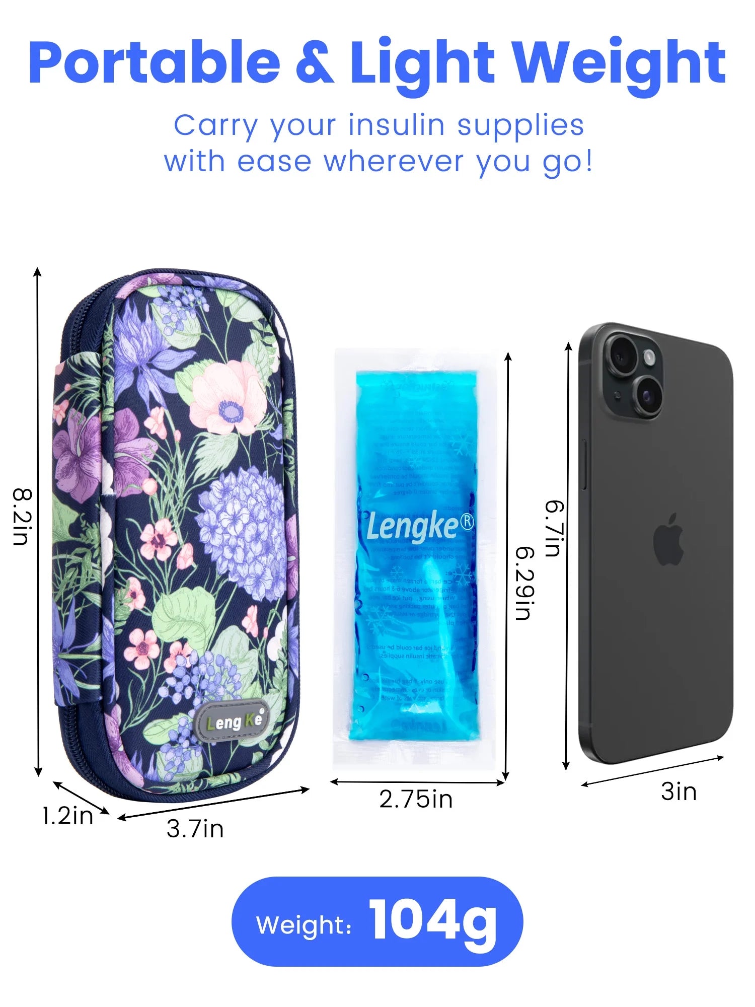 Insulin Cooler Travel Case with 2 TSA Approved Ice Packs - Insulin Pen Cooler Case, Suitable for Diabetic Insulin Bag, Medication for Peptide Case(Hydrangea)